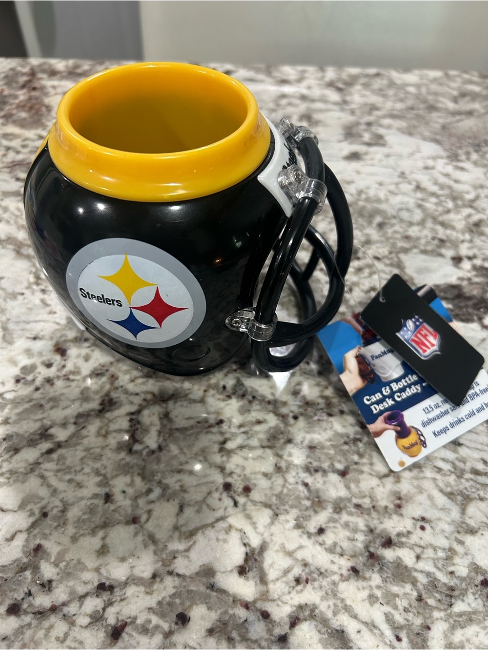 NFL Steelers Black and Yellow Can & Bottle Desk Caddy-NWT